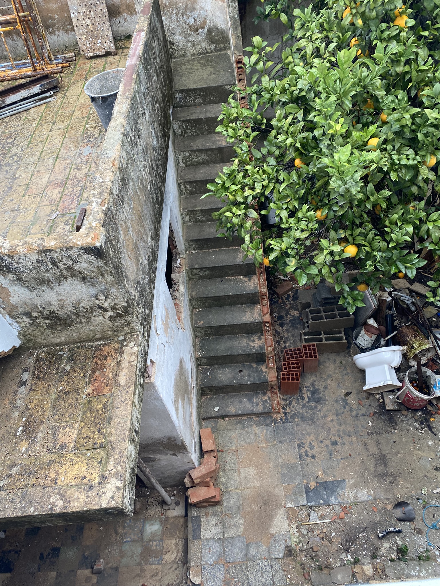 Courtyard image of old stairs