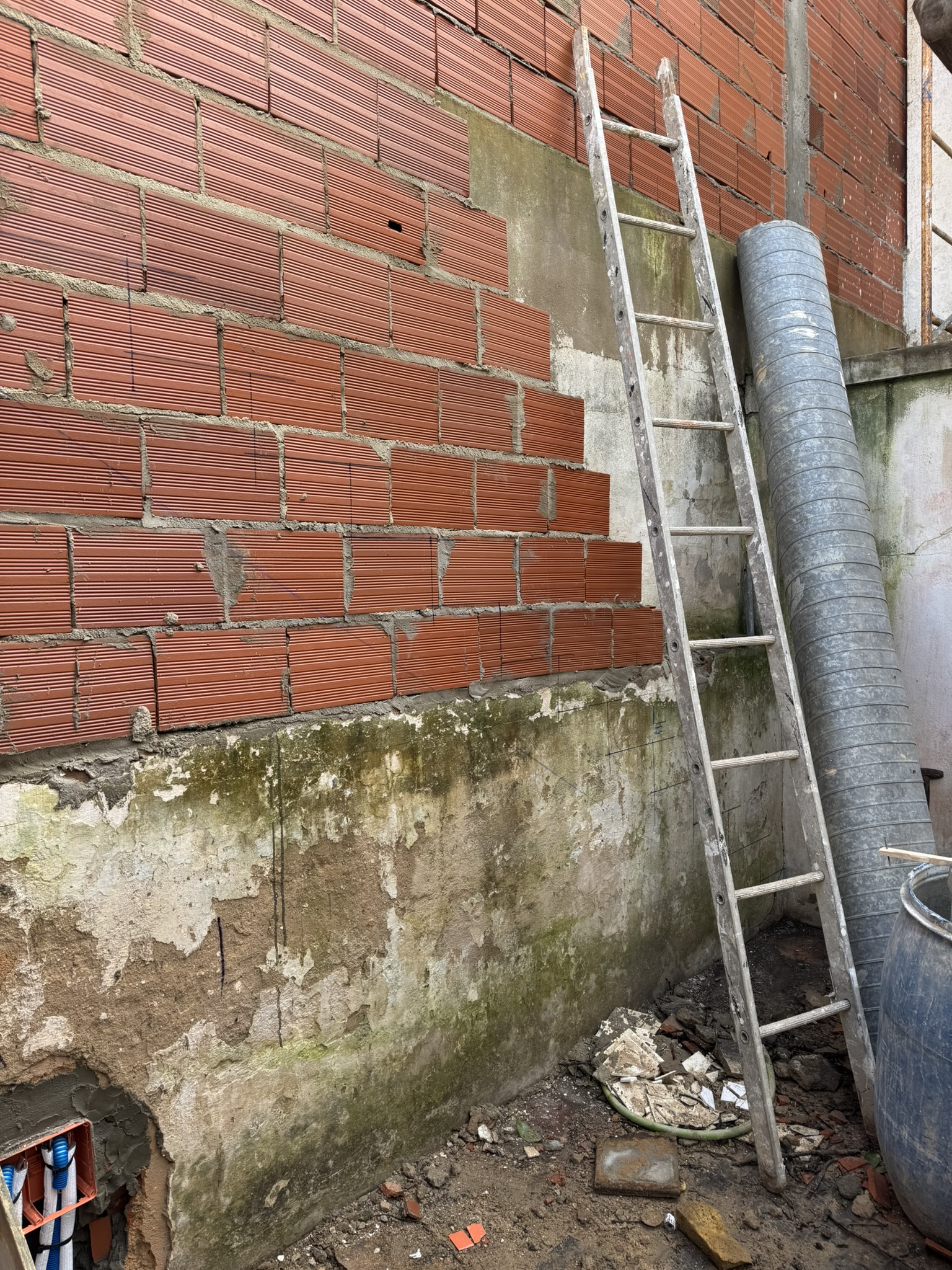 New stairs marked off on the east wall