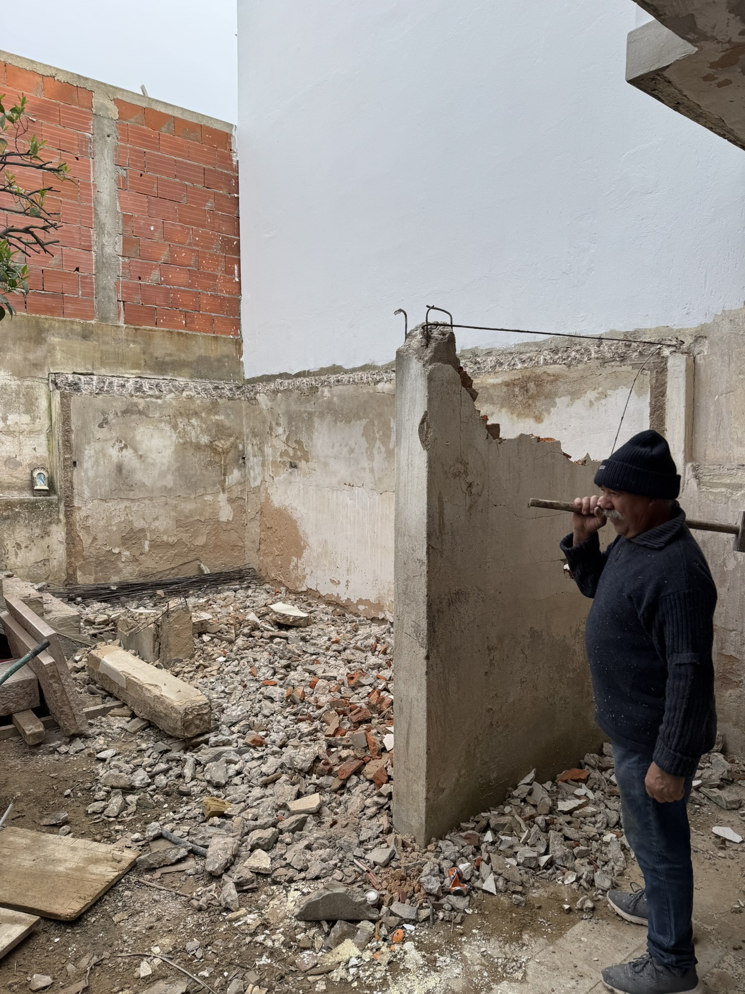 Shed wall demolition