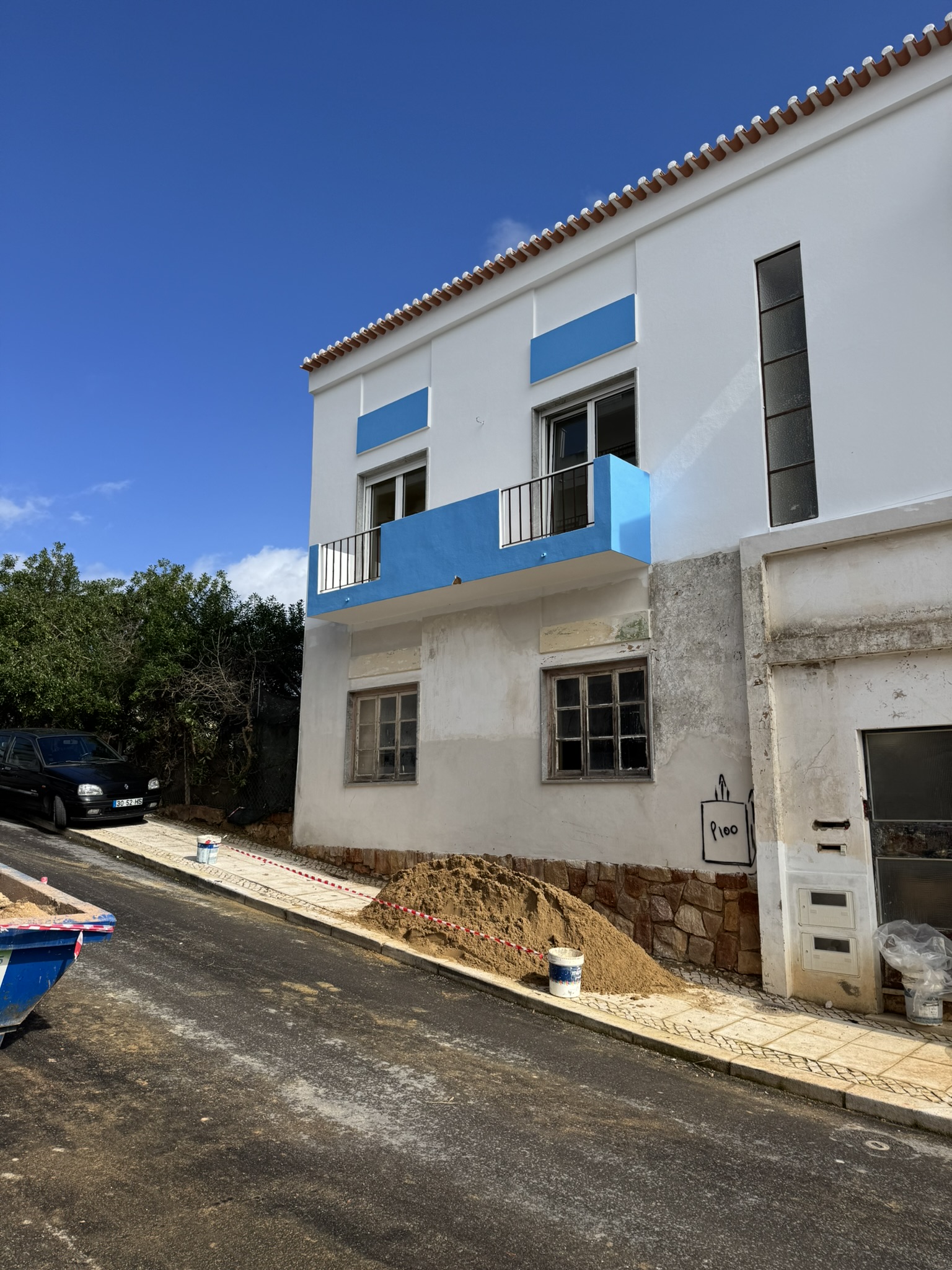 Street view with old ground floor windows