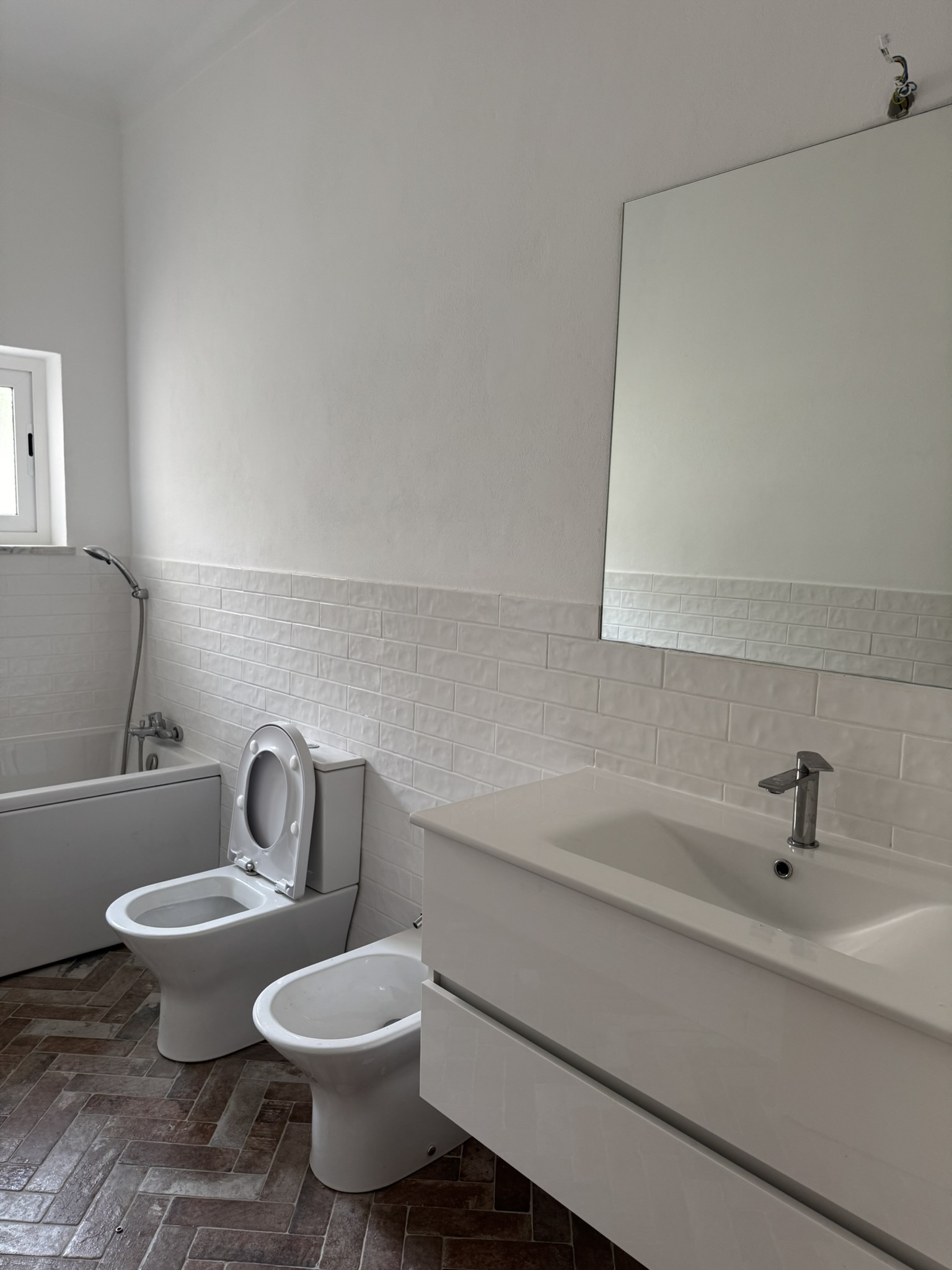 New mirror in the large bathroom